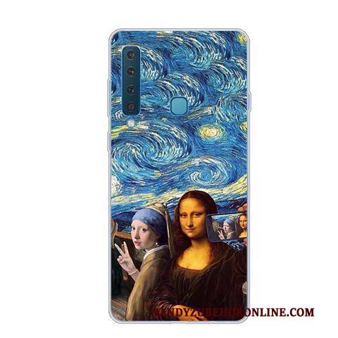 Hülle Samsung Galaxy A9 2018 Kreativ Handyhüllen Anti-sturz, Case Samsung Galaxy A9 2018 Weiche Kunst Blau