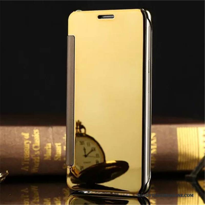 Hülle Samsung Galaxy A9 Schutz Handyhüllen Spiegel, Case Samsung Galaxy A9 Folio Gold