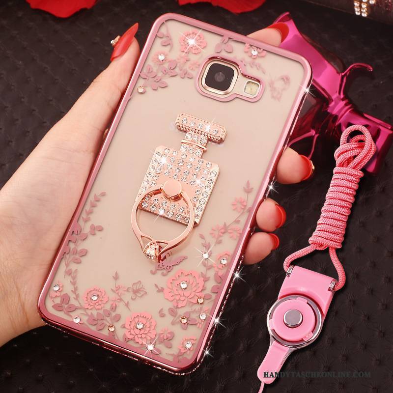 Hülle Samsung Galaxy A9 Strass Handyhüllen Hängende Verzierungen, Case Samsung Galaxy A9 Schutz Ring Rosa