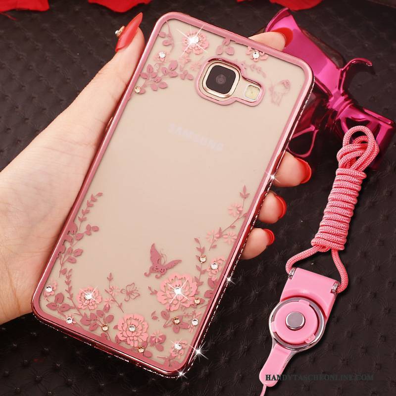 Hülle Samsung Galaxy A9 Strass Handyhüllen Hängende Verzierungen, Case Samsung Galaxy A9 Schutz Ring Rosa