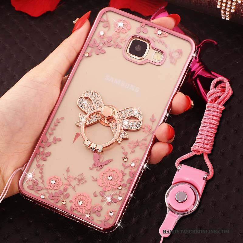 Hülle Samsung Galaxy A9 Strass Handyhüllen Hängende Verzierungen, Case Samsung Galaxy A9 Schutz Ring Rosa