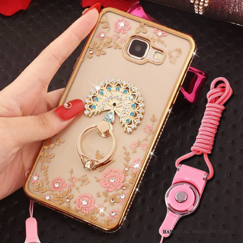 Hülle Samsung Galaxy A9 Strass Handyhüllen Hängende Verzierungen, Case Samsung Galaxy A9 Schutz Ring Rosa