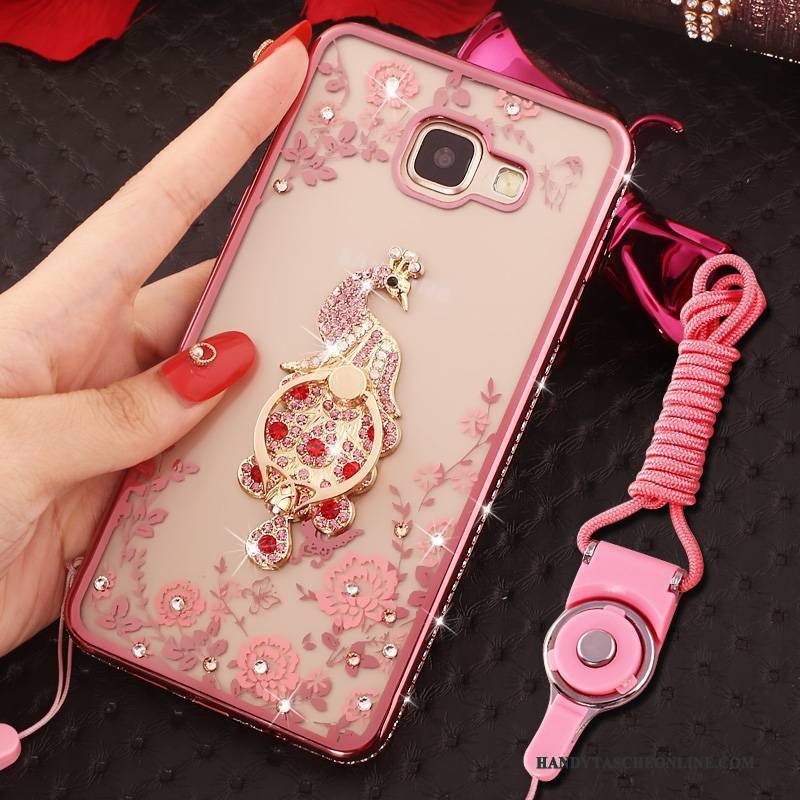 Hülle Samsung Galaxy A9 Strass Handyhüllen Hängende Verzierungen, Case Samsung Galaxy A9 Schutz Ring Rosa