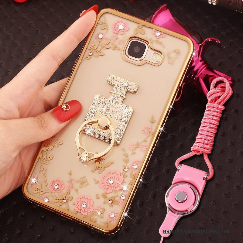 Hülle Samsung Galaxy A9 Strass Handyhüllen Hängende Verzierungen, Case Samsung Galaxy A9 Schutz Ring Rosa