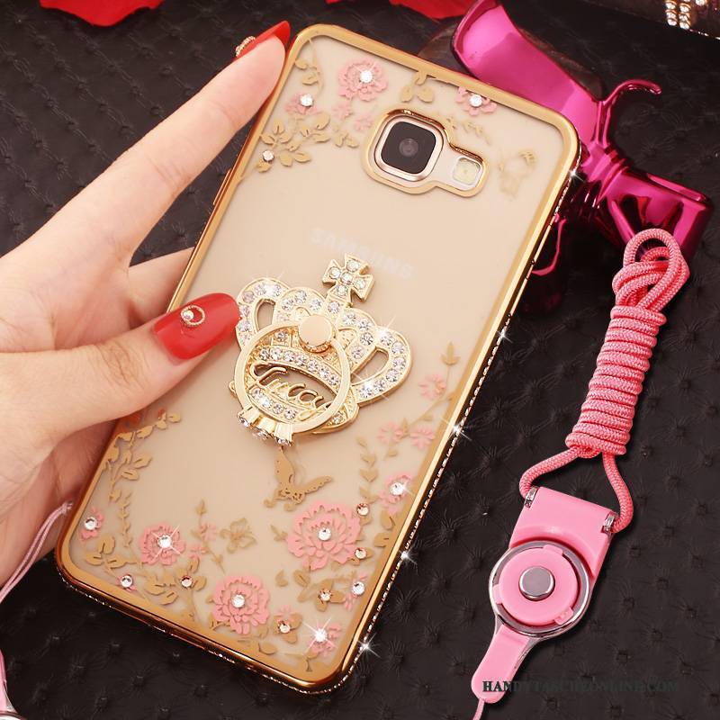 Hülle Samsung Galaxy A9 Strass Handyhüllen Hängende Verzierungen, Case Samsung Galaxy A9 Schutz Ring Rosa