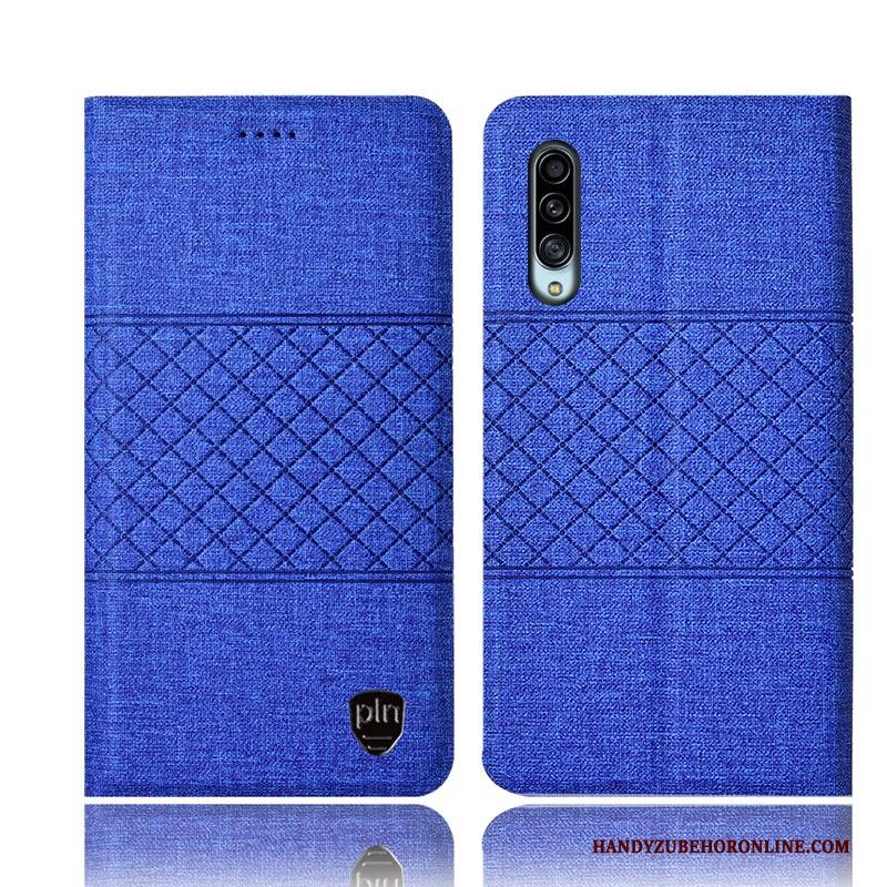 Hülle Samsung Galaxy A90 5g Folio Baumwolle Und Leinen Kariert, Case Samsung Galaxy A90 5g Taschen Anti-sturz Handyhüllen