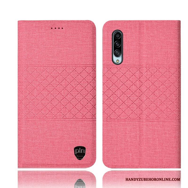 Hülle Samsung Galaxy A90 5g Folio Baumwolle Und Leinen Kariert, Case Samsung Galaxy A90 5g Taschen Anti-sturz Handyhüllen