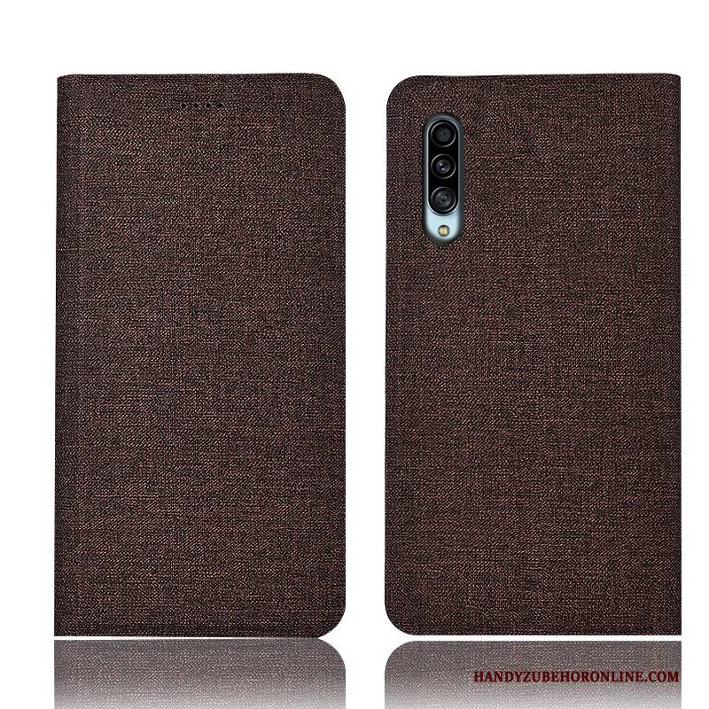 Hülle Samsung Galaxy A90 5g Folio Baumwolle Und Leinen Kariert, Case Samsung Galaxy A90 5g Taschen Anti-sturz Handyhüllen