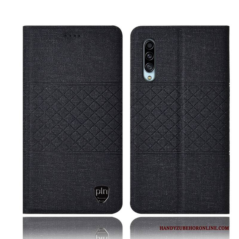 Hülle Samsung Galaxy A90 5g Folio Baumwolle Und Leinen Kariert, Case Samsung Galaxy A90 5g Taschen Anti-sturz Handyhüllen