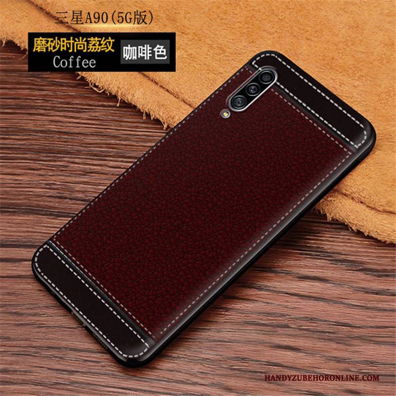 Hülle Samsung Galaxy A90 5g Leder Anti-sturz Blau, Case Samsung Galaxy A90 5g Schutz Muster Handyhüllen