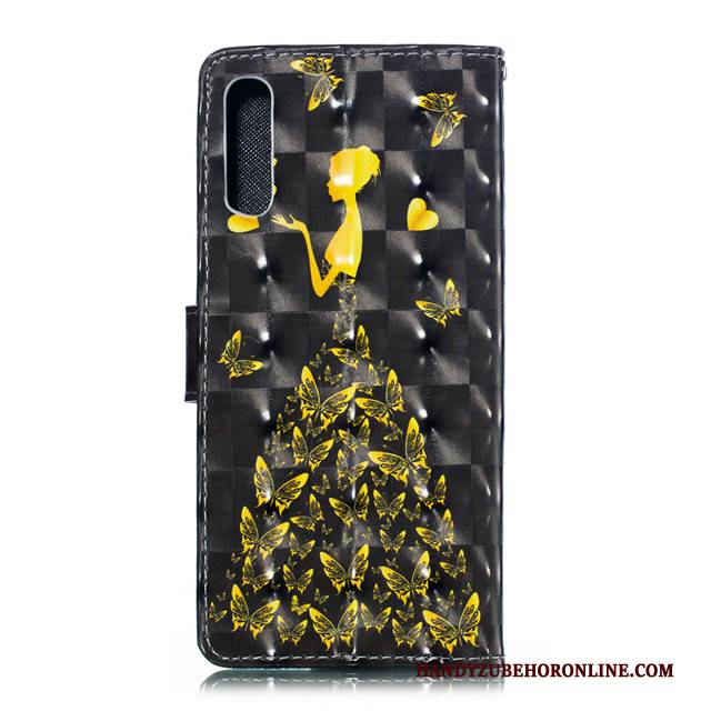 Hülle Samsung Galaxy A90 5g Lederhülle Anti-sturz Nette, Case Samsung Galaxy A90 5g Folio Schwarz