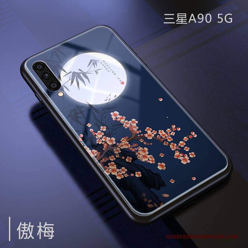 Hülle Samsung Galaxy A90 5g Weiche Spiegel Handyhüllen, Case Samsung Galaxy A90 5g Halterung Hängende Verzierungen Glas