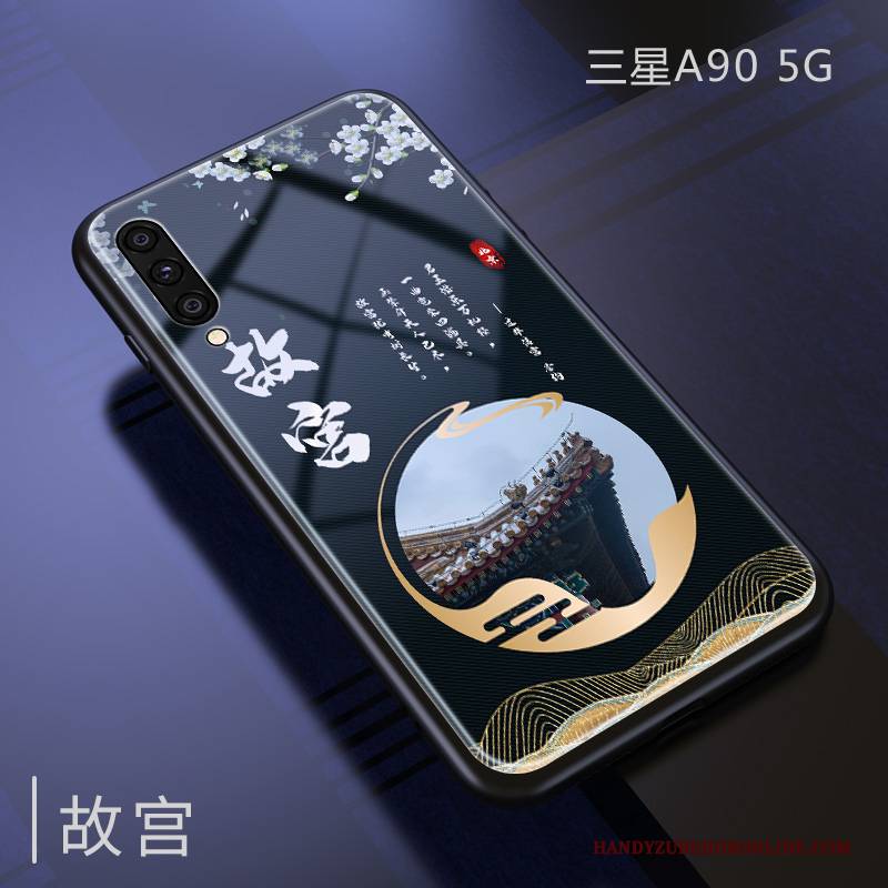 Hülle Samsung Galaxy A90 5g Weiche Spiegel Handyhüllen, Case Samsung Galaxy A90 5g Halterung Hängende Verzierungen Glas