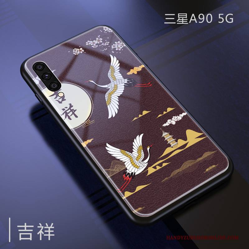 Hülle Samsung Galaxy A90 5g Weiche Spiegel Handyhüllen, Case Samsung Galaxy A90 5g Halterung Hängende Verzierungen Glas