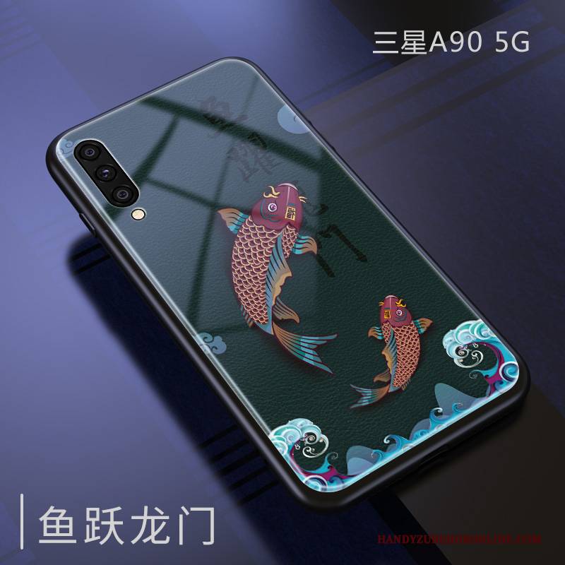 Hülle Samsung Galaxy A90 5g Weiche Spiegel Handyhüllen, Case Samsung Galaxy A90 5g Halterung Hängende Verzierungen Glas