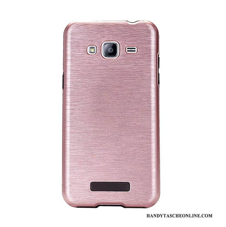 Hülle Samsung Galaxy J3 2015 Kreativ Seide Einfach, Case Samsung Galaxy J3 2015 Schutz Lila Handyhüllen