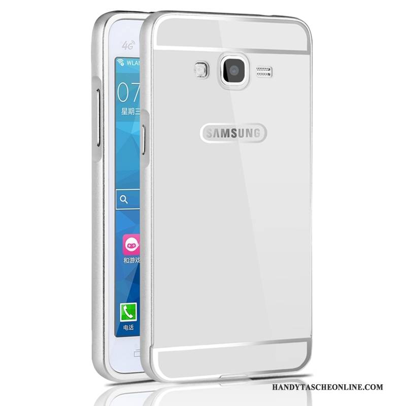 Hülle Samsung Galaxy J3 2015 Metall Anti-sturz Schwer, Case Samsung Galaxy J3 2015 Schutz Grenze Silber