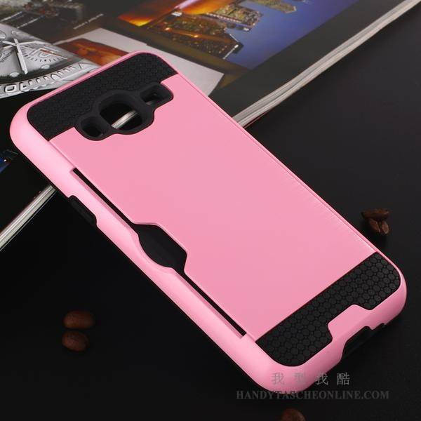 Hülle Samsung Galaxy J3 2015 Weiche Seide Karte, Case Samsung Galaxy J3 2015 Taschen Rosa Handyhüllen