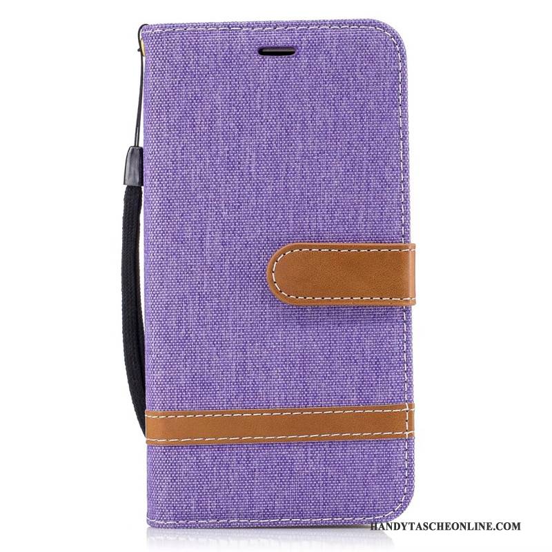 Hülle Samsung Galaxy J3 2016 Folio Denim Trend, Case Samsung Galaxy J3 2016 Lederhülle Lila