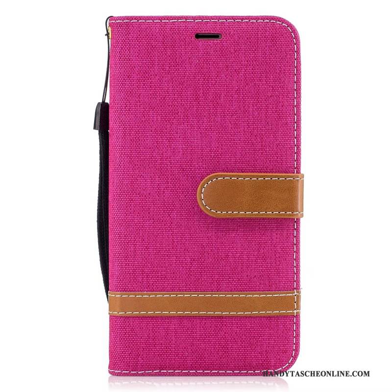 Hülle Samsung Galaxy J3 2016 Folio Denim Trend, Case Samsung Galaxy J3 2016 Lederhülle Lila