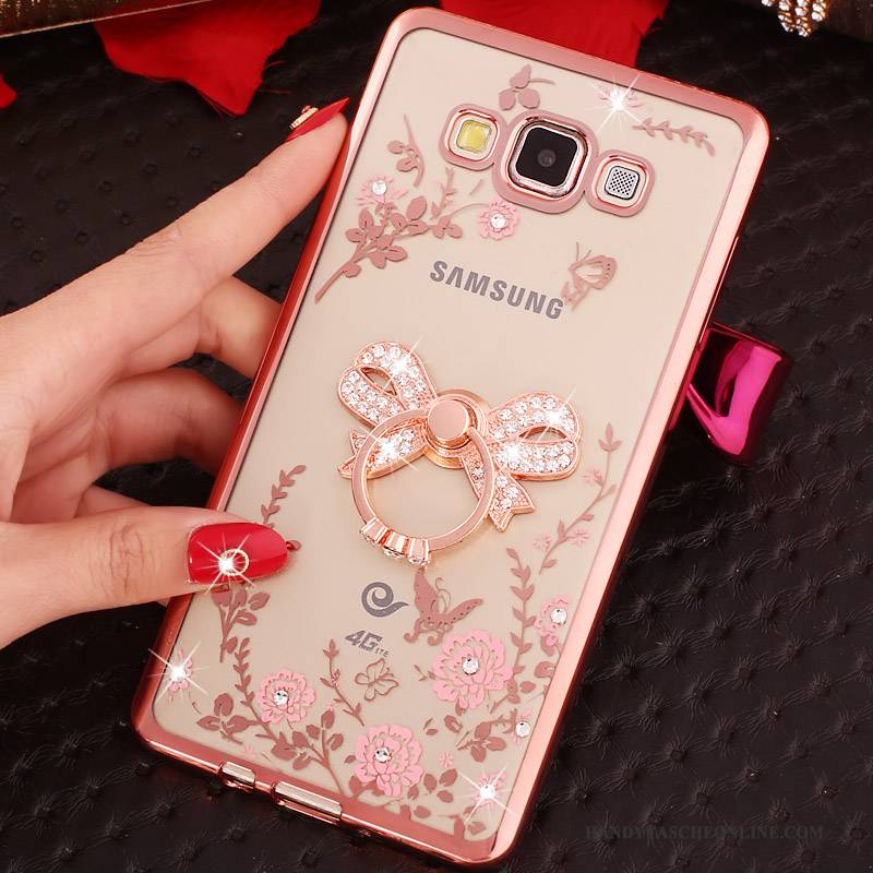 Hülle Samsung Galaxy J3 2016 Halterung Handyhüllen Ring, Case Samsung Galaxy J3 2016 Weiche Überzug Rosa