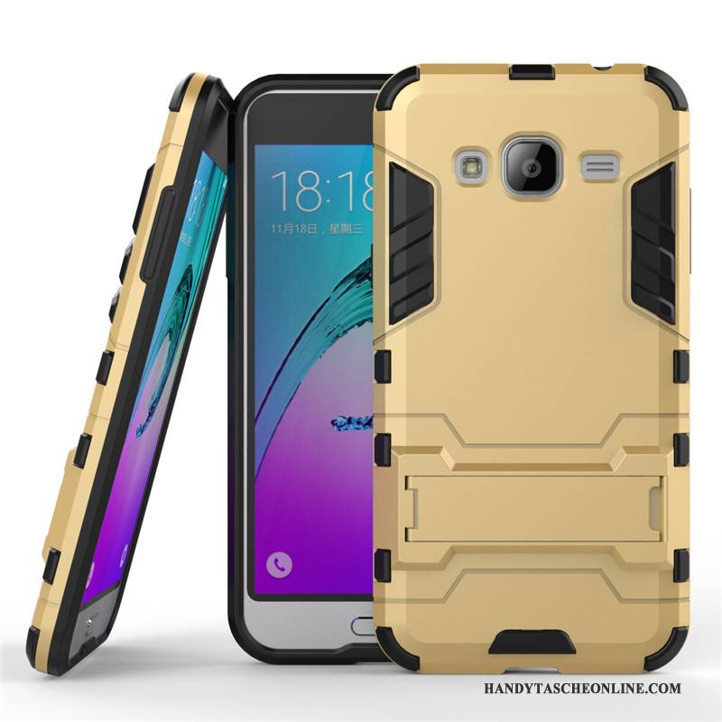 Hülle Samsung Galaxy J3 2016 Halterung Schwer Silber, Case Samsung Galaxy J3 2016 Schutz Handyhüllen