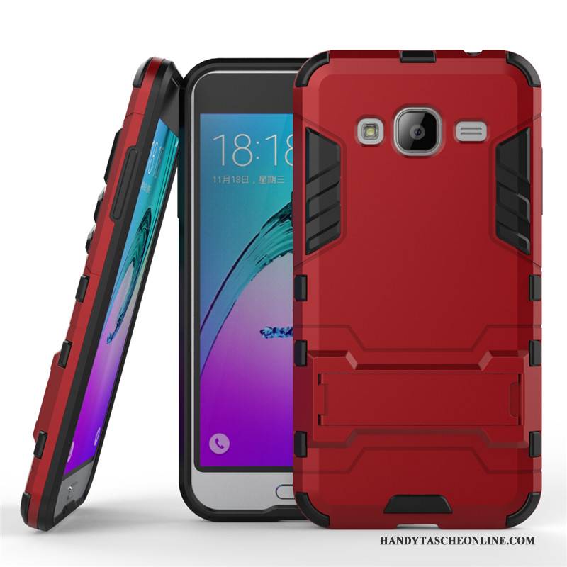 Hülle Samsung Galaxy J3 2016 Halterung Schwer Silber, Case Samsung Galaxy J3 2016 Schutz Handyhüllen