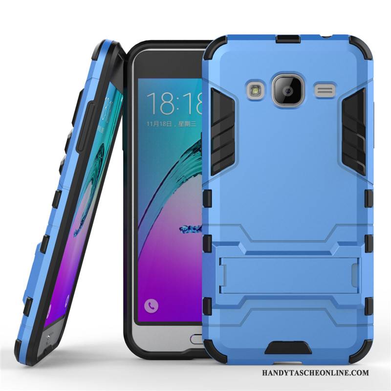 Hülle Samsung Galaxy J3 2016 Halterung Schwer Silber, Case Samsung Galaxy J3 2016 Schutz Handyhüllen