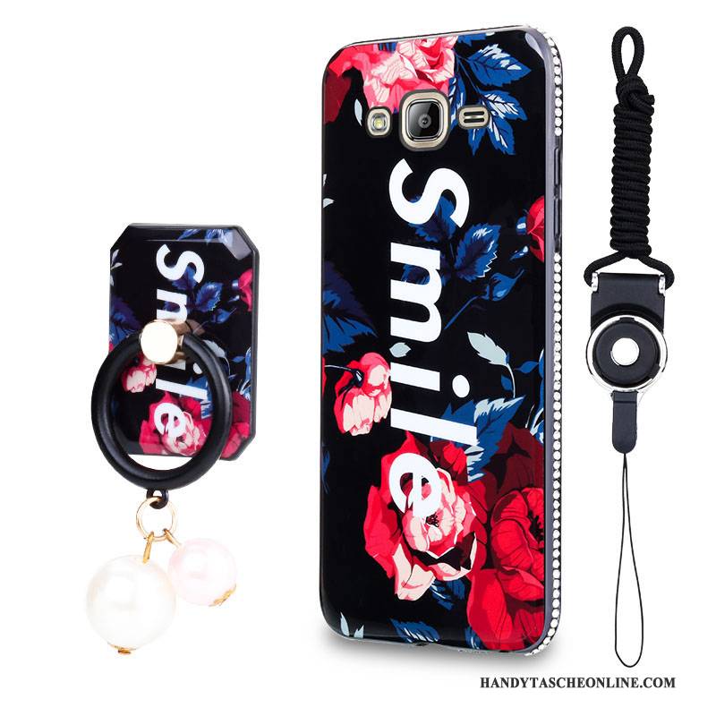 Hülle Samsung Galaxy J3 2016 Taschen Trend Persönlichkeit, Case Samsung Galaxy J3 2016 Kreativ Hängende Verzierungen Schwarz