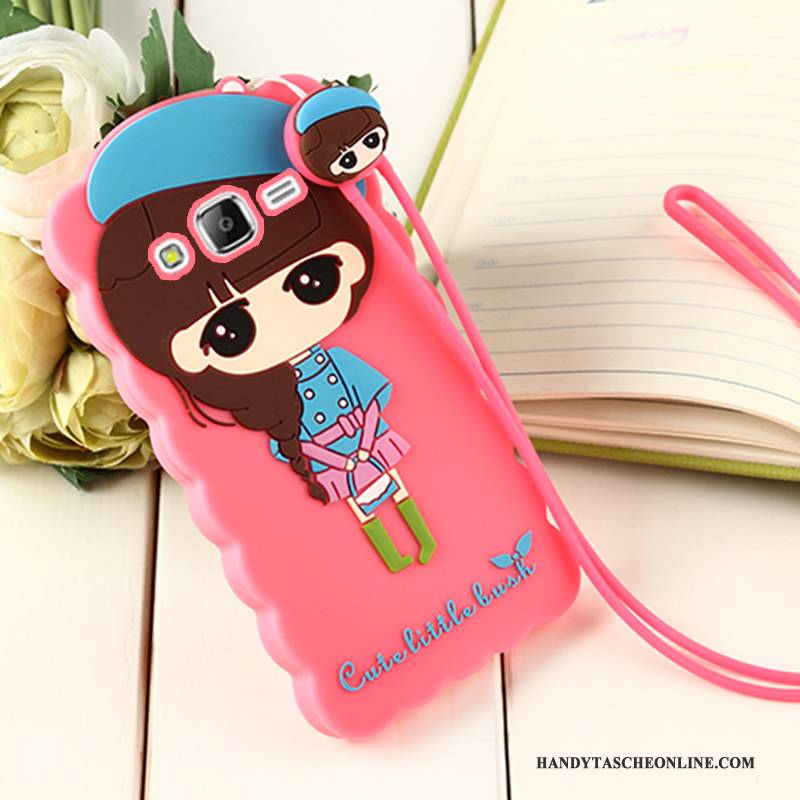 Hülle Samsung Galaxy J3 2016 Weiche Hängende Verzierungen Rosa, Case Samsung Galaxy J3 2016 Karikatur Handyhüllen