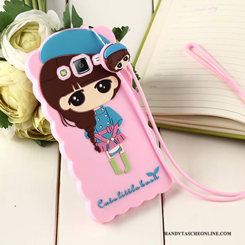 Hülle Samsung Galaxy J3 2016 Weiche Hängende Verzierungen Rosa, Case Samsung Galaxy J3 2016 Karikatur Handyhüllen