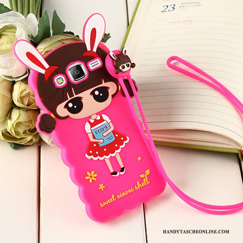 Hülle Samsung Galaxy J3 2016 Weiche Hängende Verzierungen Rosa, Case Samsung Galaxy J3 2016 Karikatur Handyhüllen