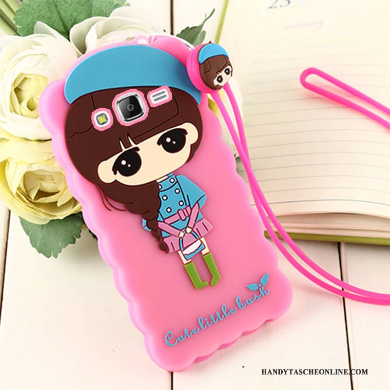 Hülle Samsung Galaxy J3 2016 Weiche Hängende Verzierungen Rosa, Case Samsung Galaxy J3 2016 Karikatur Handyhüllen