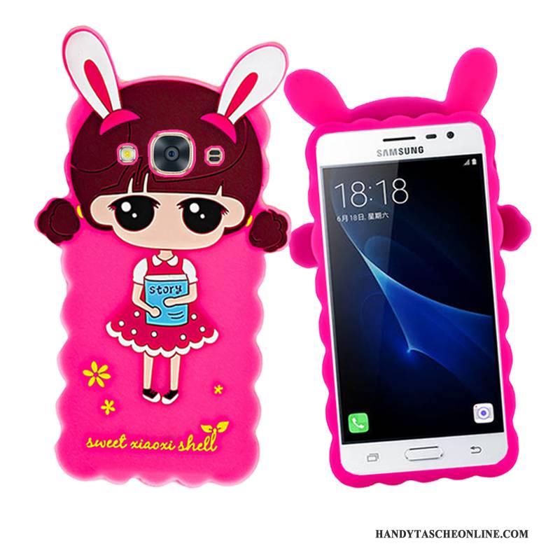 Hülle Samsung Galaxy J3 2016 Weiche Hängende Verzierungen Rosa, Case Samsung Galaxy J3 2016 Karikatur Handyhüllen