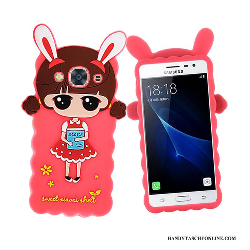 Hülle Samsung Galaxy J3 2016 Weiche Hängende Verzierungen Rosa, Case Samsung Galaxy J3 2016 Karikatur Handyhüllen