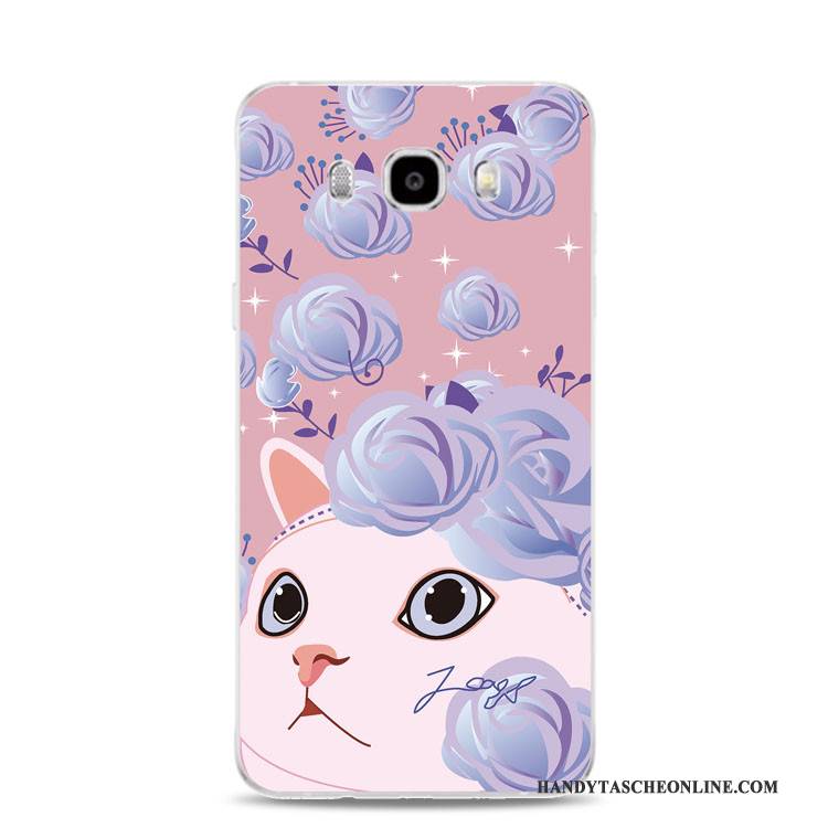 Hülle Samsung Galaxy J3 2017 Prägung Katzen Blumen, Case Samsung Galaxy J3 2017 Silikon Handyhüllen Grün