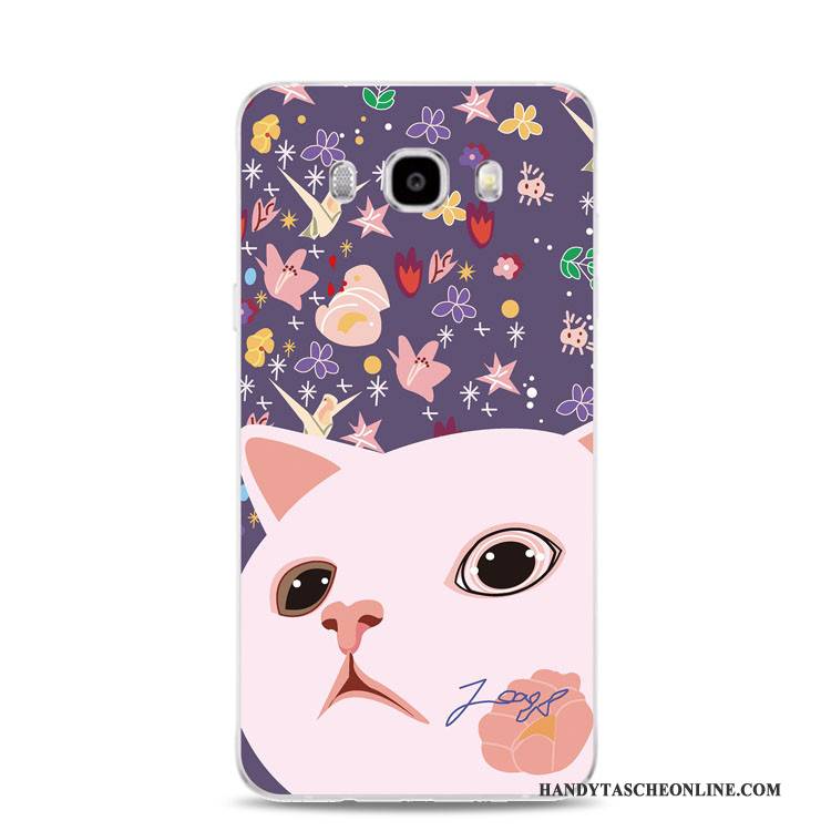 Hülle Samsung Galaxy J3 2017 Prägung Katzen Blumen, Case Samsung Galaxy J3 2017 Silikon Handyhüllen Grün