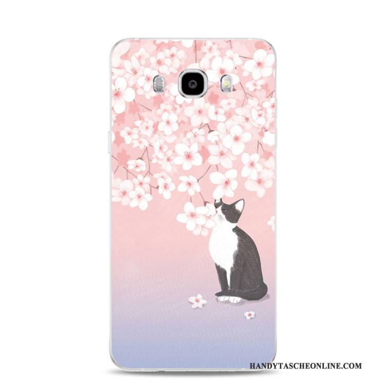 Hülle Samsung Galaxy J3 2017 Prägung Katzen Blumen, Case Samsung Galaxy J3 2017 Silikon Handyhüllen Grün