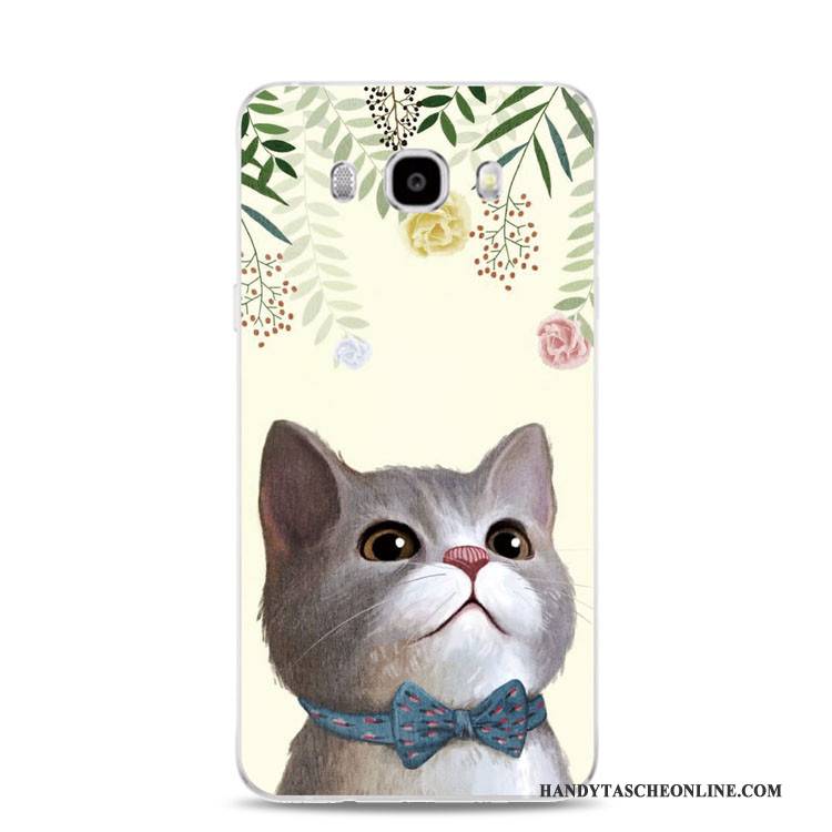 Hülle Samsung Galaxy J3 2017 Prägung Katzen Blumen, Case Samsung Galaxy J3 2017 Silikon Handyhüllen Grün