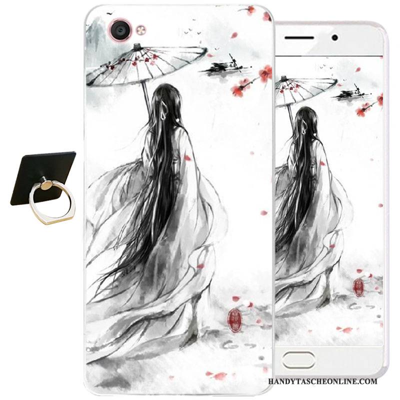 Hülle Samsung Galaxy J3 2017 Schutz Chinesische Art Handyhüllen, Case Samsung Galaxy J3 2017 Taschen Blau Tintenmalerei