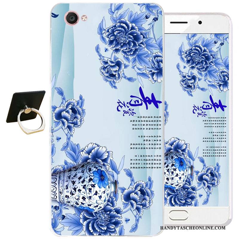 Hülle Samsung Galaxy J3 2017 Schutz Chinesische Art Handyhüllen, Case Samsung Galaxy J3 2017 Taschen Blau Tintenmalerei