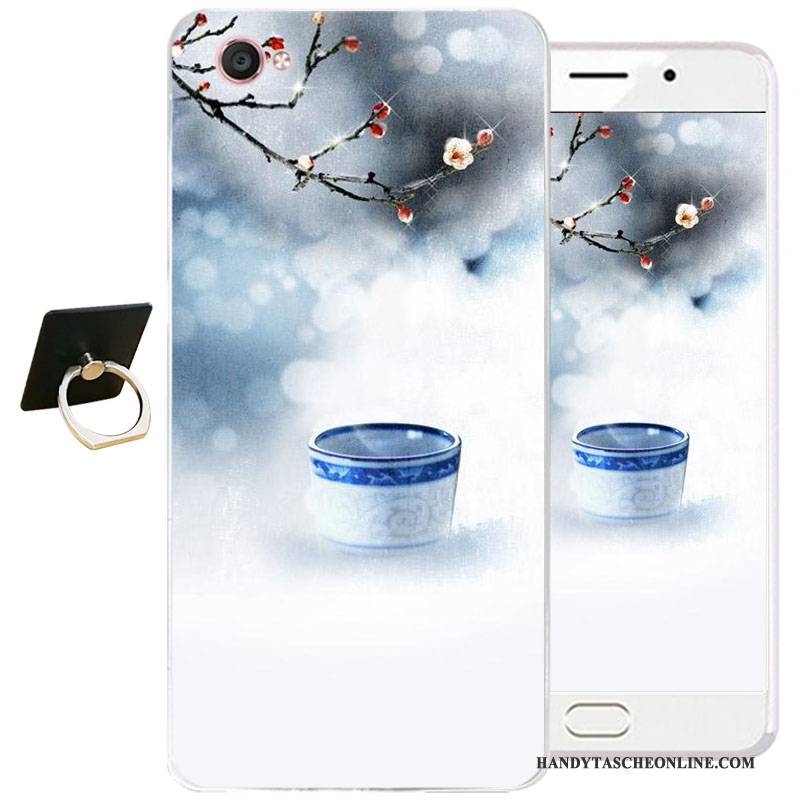 Hülle Samsung Galaxy J3 2017 Schutz Chinesische Art Handyhüllen, Case Samsung Galaxy J3 2017 Taschen Blau Tintenmalerei