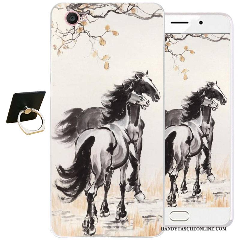 Hülle Samsung Galaxy J3 2017 Schutz Chinesische Art Handyhüllen, Case Samsung Galaxy J3 2017 Taschen Blau Tintenmalerei