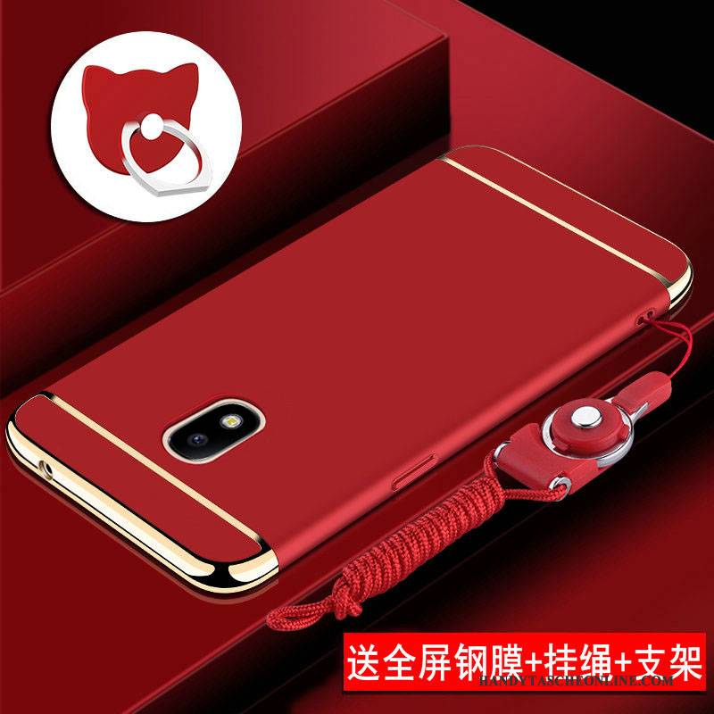 Hülle Samsung Galaxy J3 2017 Taschen Rot Handyhüllen, Case Samsung Galaxy J3 2017 Schutz Anti-sturz Nubuck