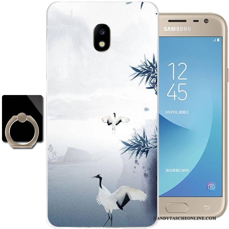 Hülle Samsung Galaxy J3 2017 Taschen Schwarz Chinesische Art, Case Samsung Galaxy J3 2017 Schutz Handyhüllen