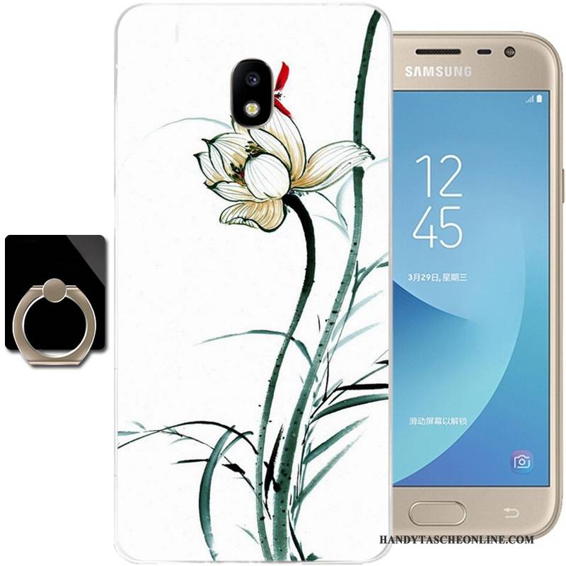 Hülle Samsung Galaxy J3 2017 Taschen Schwarz Chinesische Art, Case Samsung Galaxy J3 2017 Schutz Handyhüllen