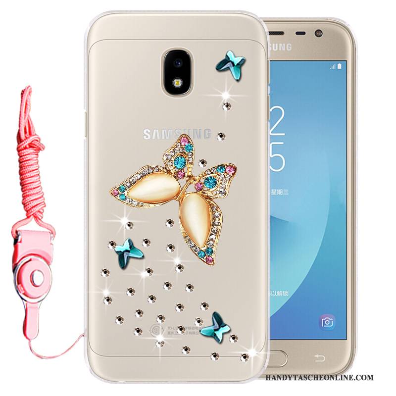 Hülle Samsung Galaxy J3 2017 Weiche Gold Handyhüllen, Case Samsung Galaxy J3 2017 Schutz Anti-sturz