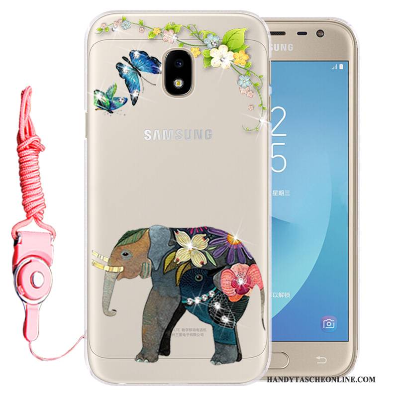 Hülle Samsung Galaxy J3 2017 Weiche Gold Handyhüllen, Case Samsung Galaxy J3 2017 Schutz Anti-sturz