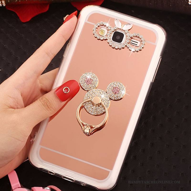 Hülle Samsung Galaxy J5 2016 Schutz Rosa Ring, Case Samsung Galaxy J5 2016 Weiche Handyhüllen Hängende Verzierungen