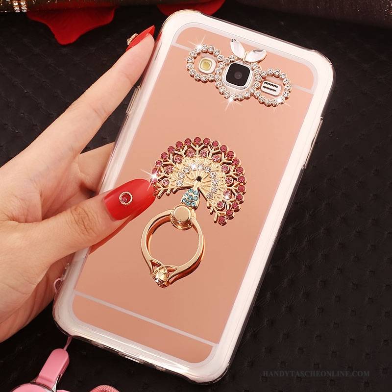 Hülle Samsung Galaxy J5 2016 Schutz Rosa Ring, Case Samsung Galaxy J5 2016 Weiche Handyhüllen Hängende Verzierungen